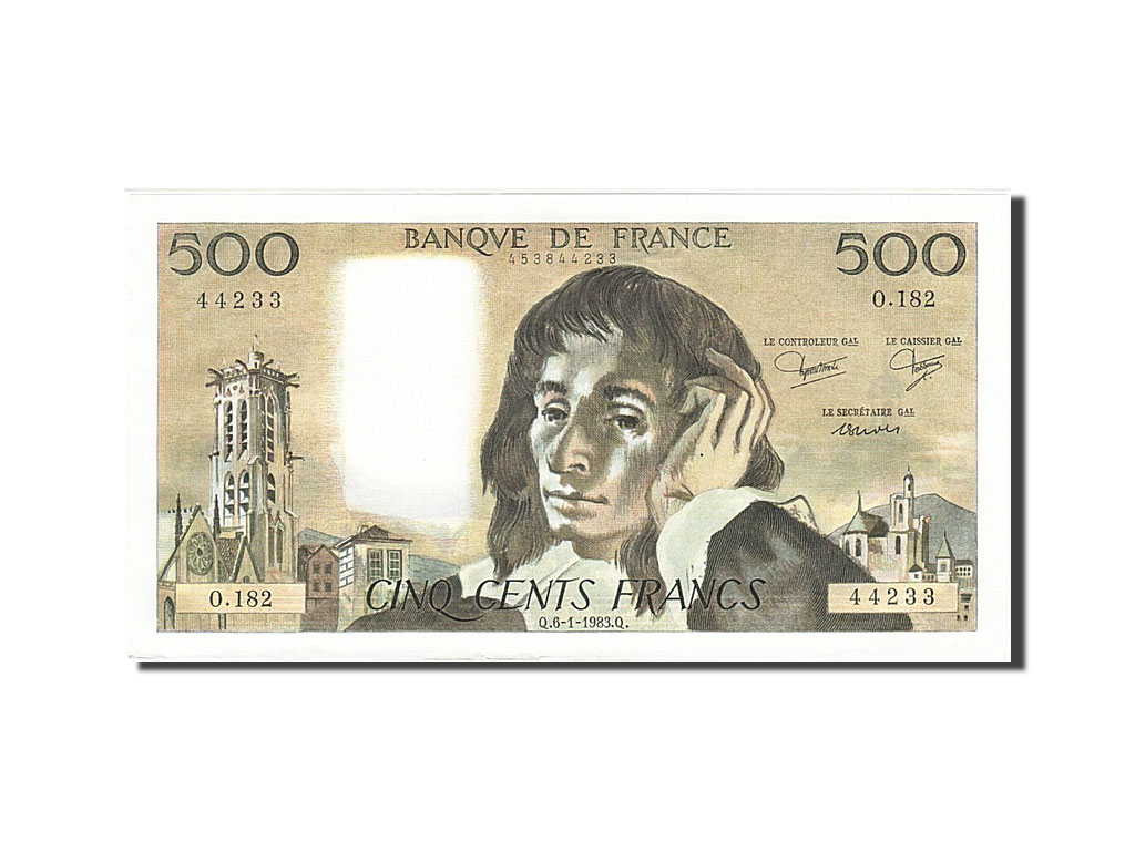Banknote, France, 500 Francs, 500 F 1968-1993 ''Pascal'', 1983, 1983-01-06