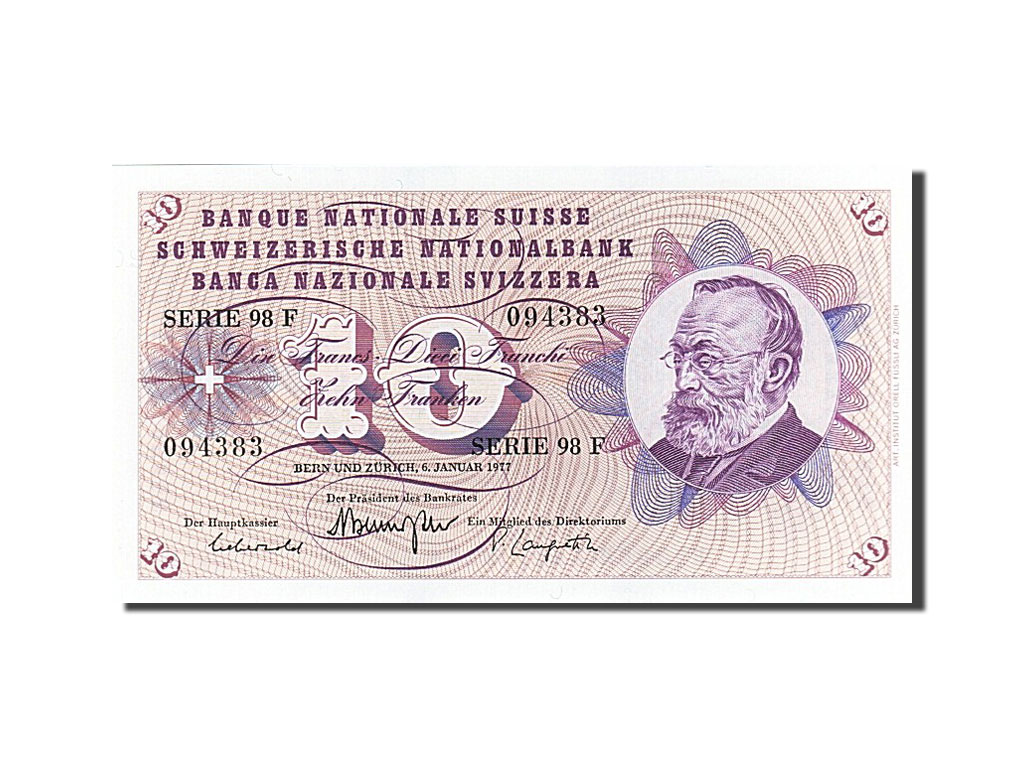 Banknote, Switzerland, 10 Franken, 1977, 1977-01-06, UNC(65-70)