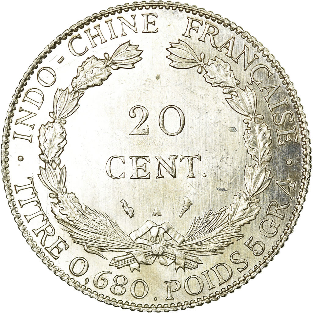 Coin, French Indochina, 20 Cents, 1927, Paris, , Silver, Lecompte:226