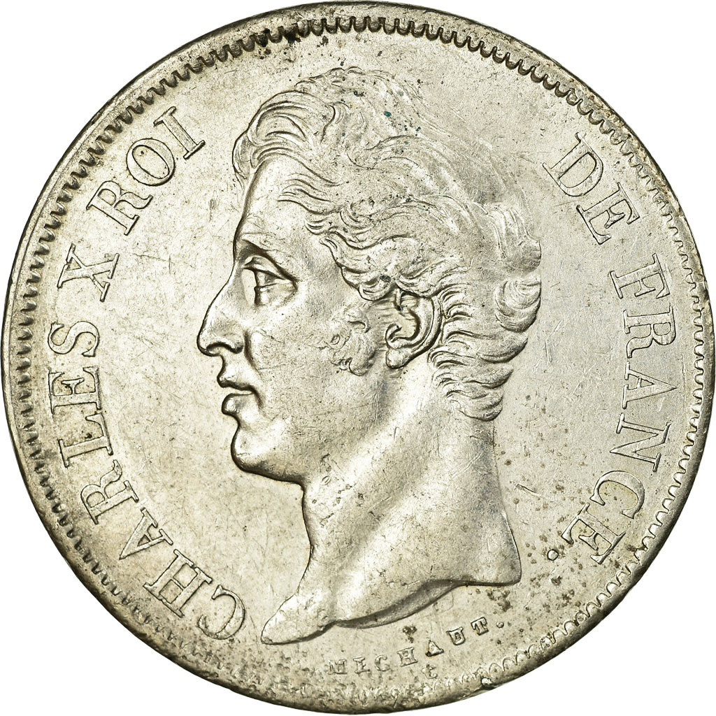 Coin, France, Charles X, 5 Francs, 1827, Bayonne, , Silver, Gadoury:644