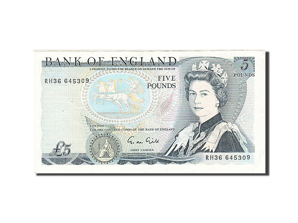 Banknote, Great Britain, 5 Pounds, 1971-1982, 1988-1991, KM:378f, EF(40-45)