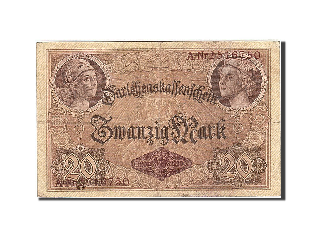 Banknote, Germany, 20 Mark, 1914, 1914-08-05, KM:48b, VF(20-25)