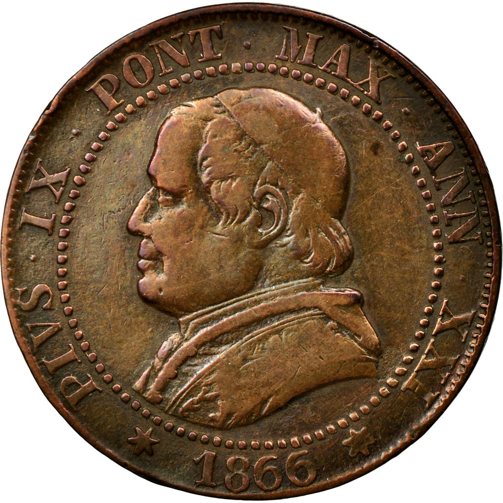Coin, ITALIAN STATES, PAPAL STATES, Pius IX, Soldo, 5 Centesimi, 1866, Roma