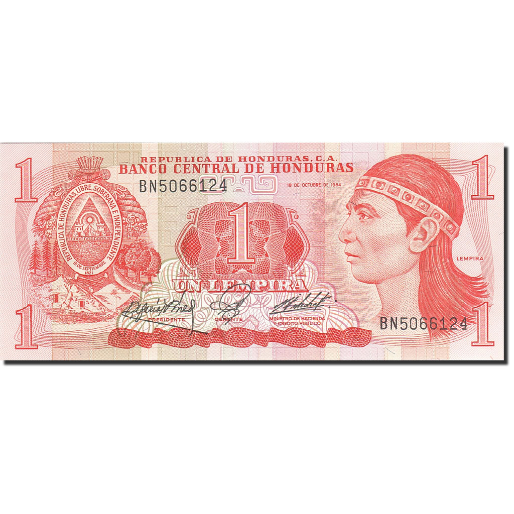 Billete, 1 Lempira, 1980-1981, Honduras, KM:68b, 1984-10-18, UNC