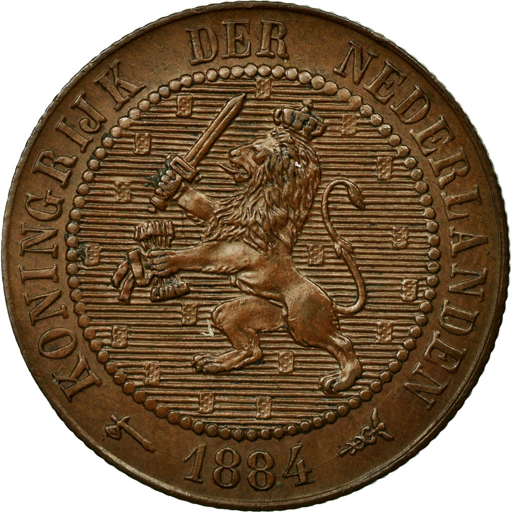 Coin, Netherlands, William III, 2-1/2 Cent, 1884, , Bronze, KM:108.1