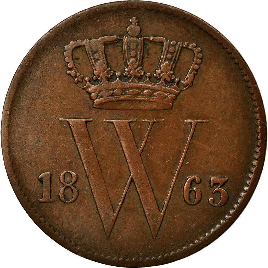 Coin, Netherlands, William III, Cent, 1863, , Copper, KM:100