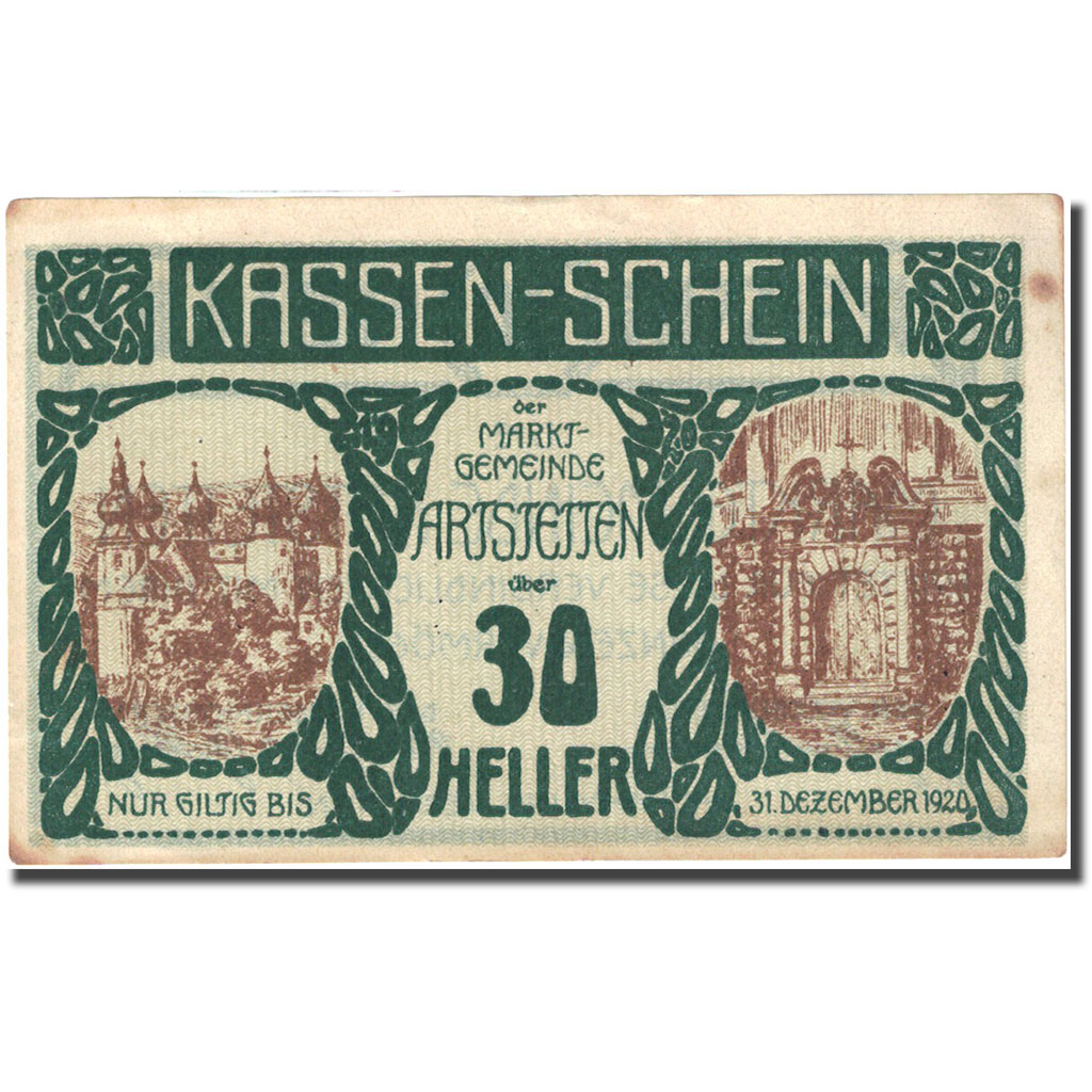 Banknote, Austria, Artstetten, 30 Heller, Monument, 1920, 1920-12-31, AU(55-58)