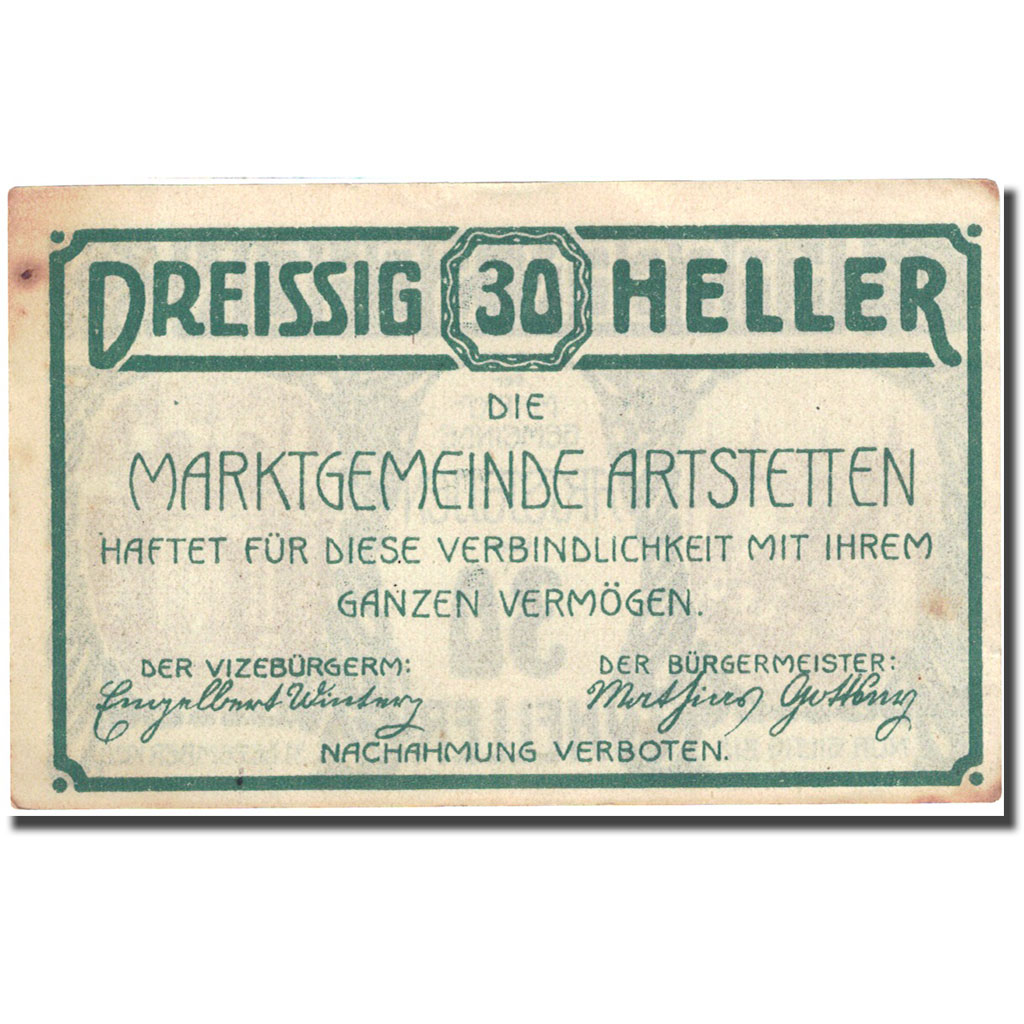 Banknote, Austria, Artstetten, 30 Heller, Monument, 1920, 1920-12-31, AU(55-58)