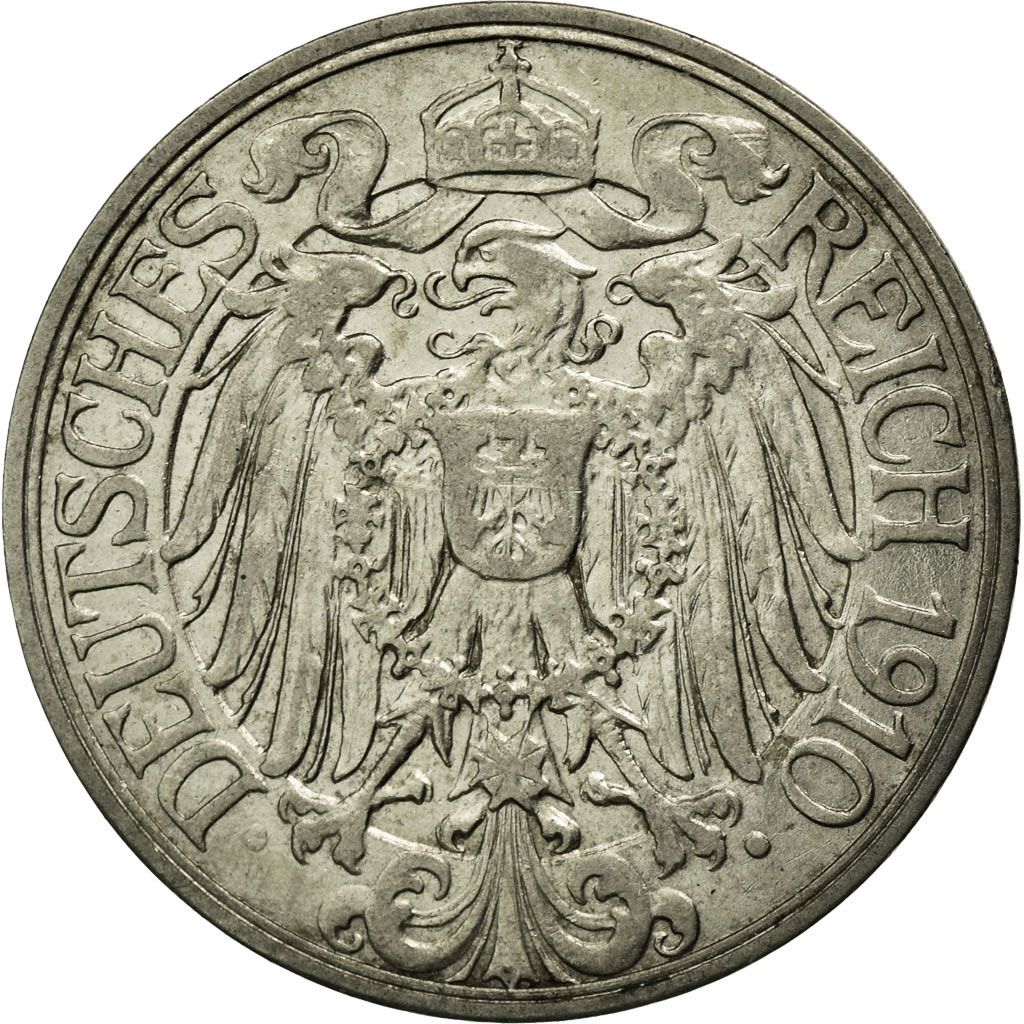 Coin, GERMANY - EMPIRE, Wilhelm II, 25 Pfennig, 1910, Berlin, , Nickel