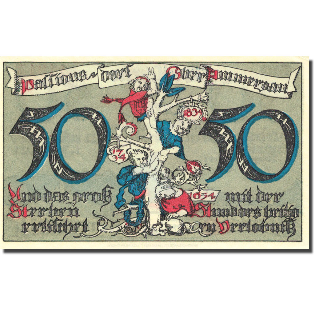 Billet, Allemagne, Oberammergau, 50 Pfennig, village 1921-07-01 SPL Mehl 992.3