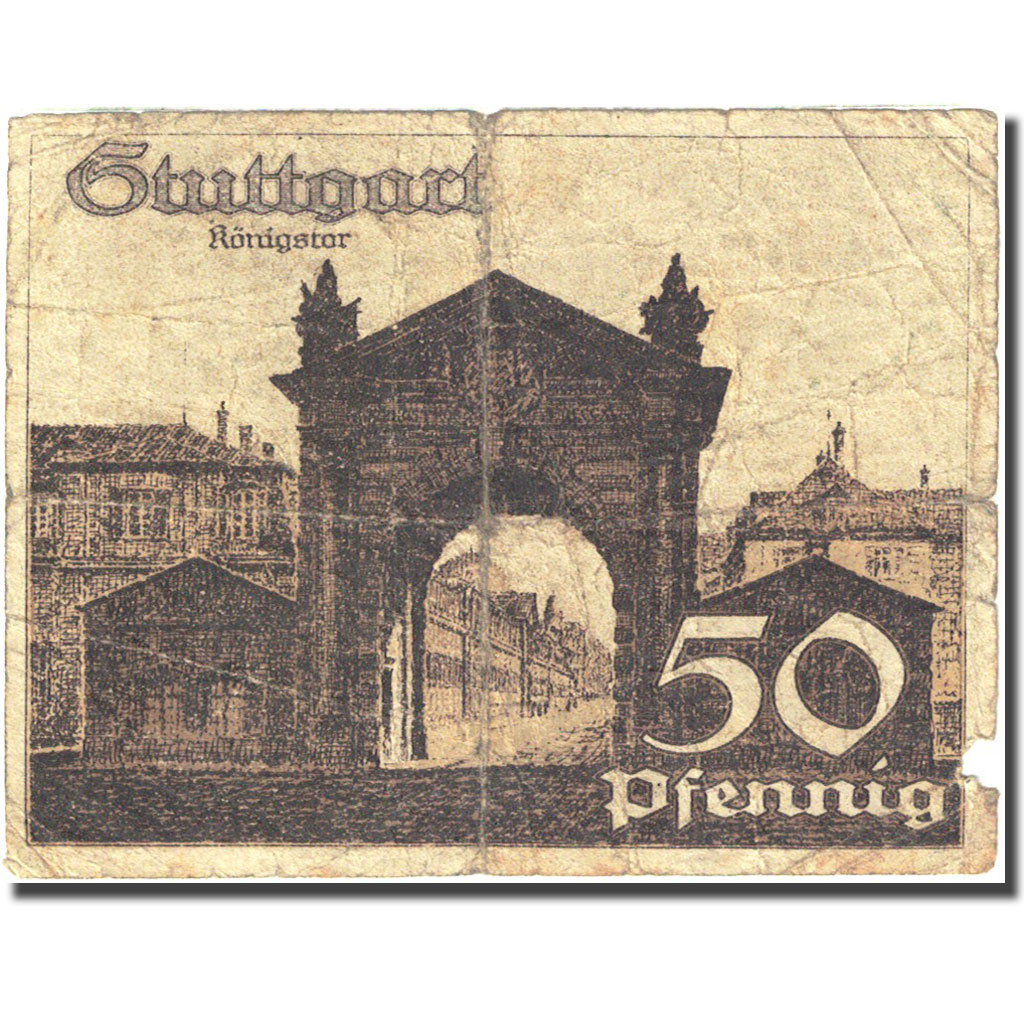 Billet, Allemagne, Stuttgart, 50 Pfennig, Monument 1921-04-21 TB Mehl 1289.1