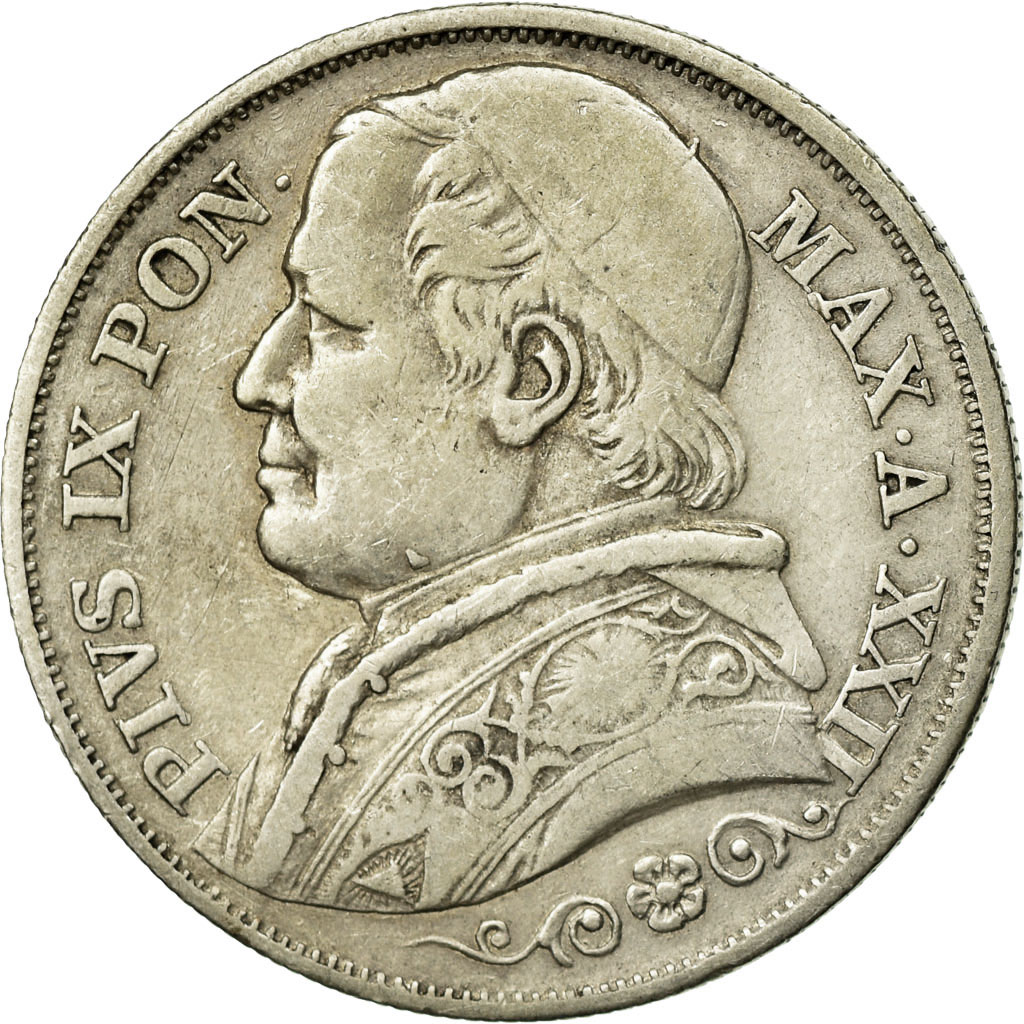 Coin, ITALIAN STATES, PAPAL STATES, Pius IX, 2 Lire, 1867, Roma, 
