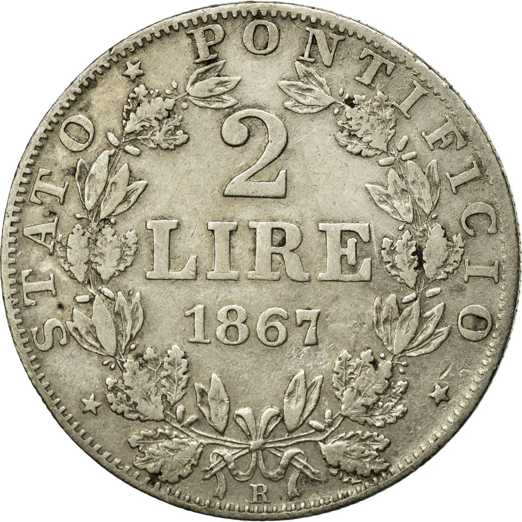 Coin, ITALIAN STATES, PAPAL STATES, Pius IX, 2 Lire, 1867, Roma, 