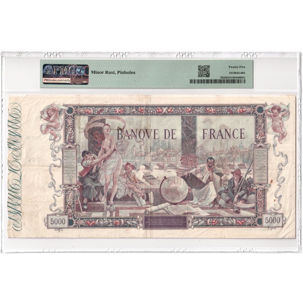 France, 5000 Francs, Flameng, 1918-01-02, B.9, EF(40-45)