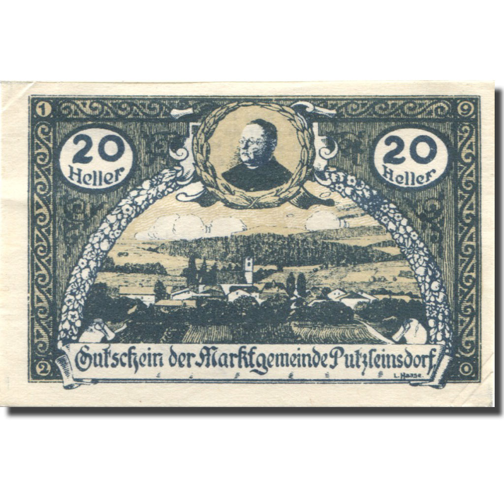 Banknote, Austria, Putzleinsdorf 20 Heller paysage, 1920 UNC(60-62) Mehl:FS 804b