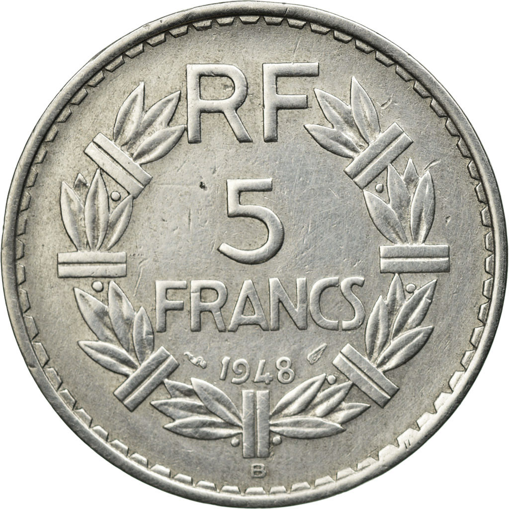 Coin, France, Lavrillier, 5 Francs, 1948, Beaumont le Roger, 