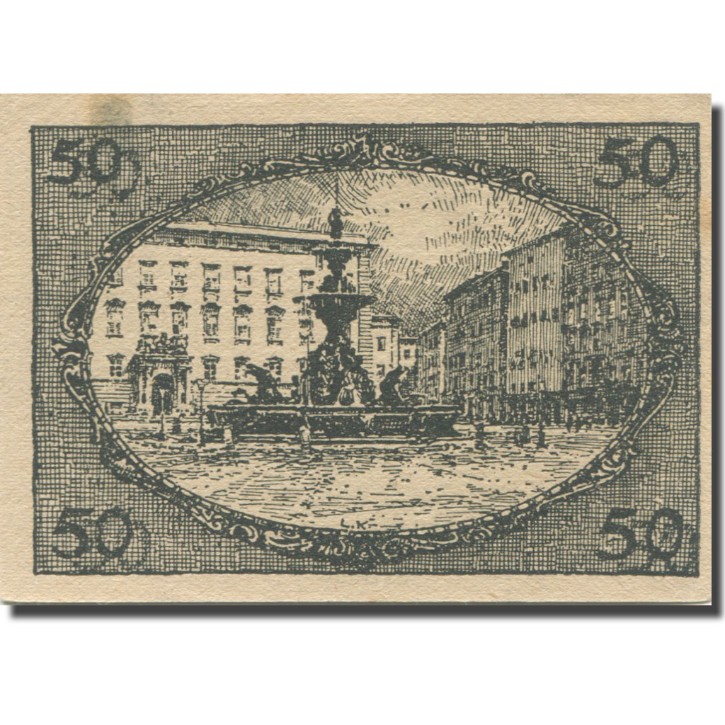 Banknote, Austria, Salzburg, 50 Heller, fontaine, 1920, AU(55-58), Mehl:FS 862a