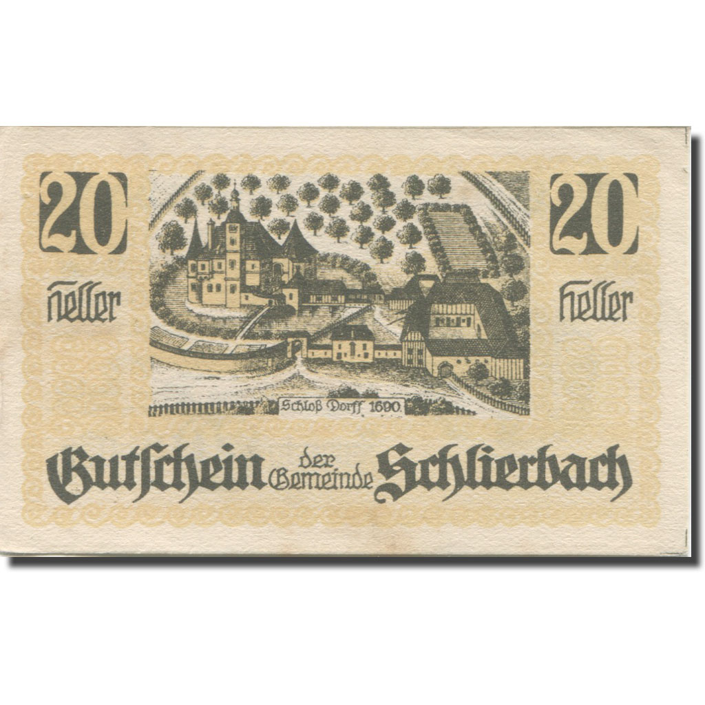 Banknote, Austria Schlierbach 20 Heller, château, 1920 AU(55-58) Mehl:FS 962IIa