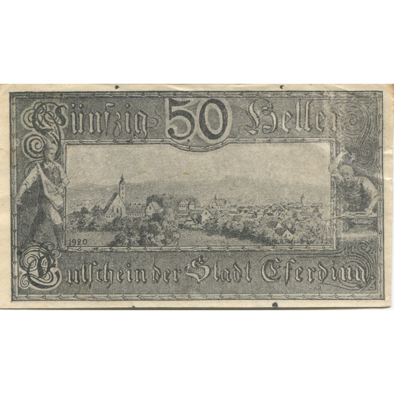 Billete, Austria, Eferding, 50 Heller, village, 1920, EBC, Mehl:FS 152I