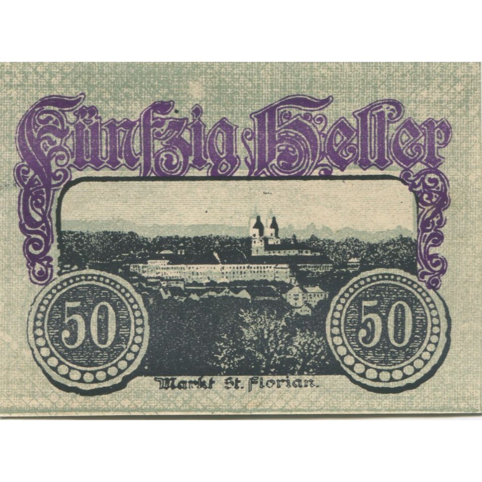 Billete, Austria, St Florian, 50 Heller, Blason, 1920, SC, Mehl:FS 878I