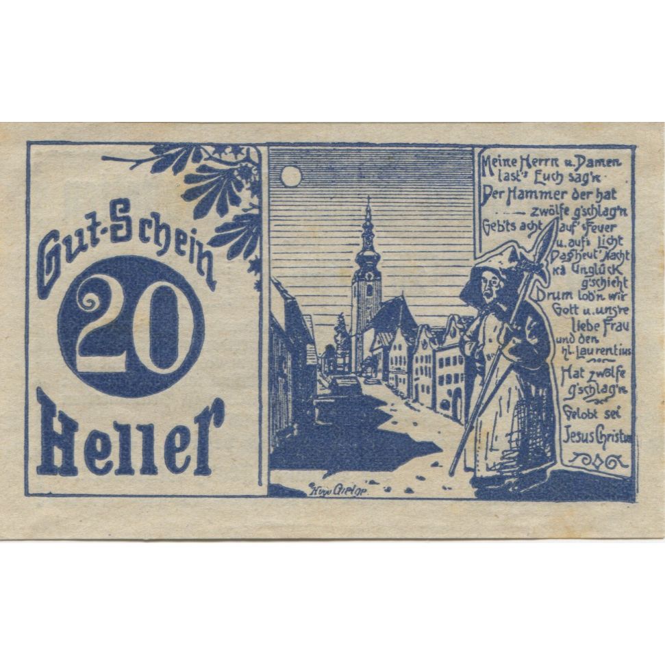 Billete, Austria, Gramastetten, 20 Heller, rue 1920-05-01, SC, Mehl:FS 256