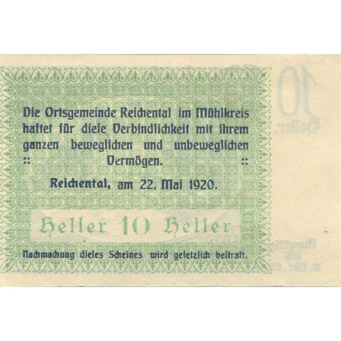 Billete, Austria, Reichental, 10 Heller, Eglise, 1920, SC, Mehl:FS 827Ia