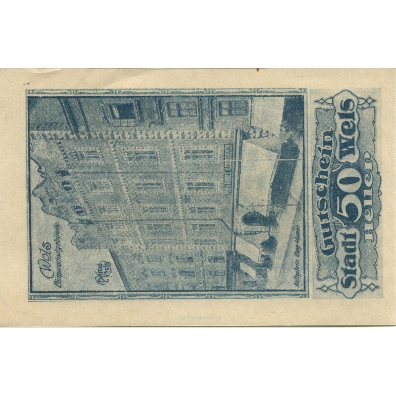 Billete, Austria, Wels, 50 Heller, Batiment, 1920, SC, Mehl:FS 1167II