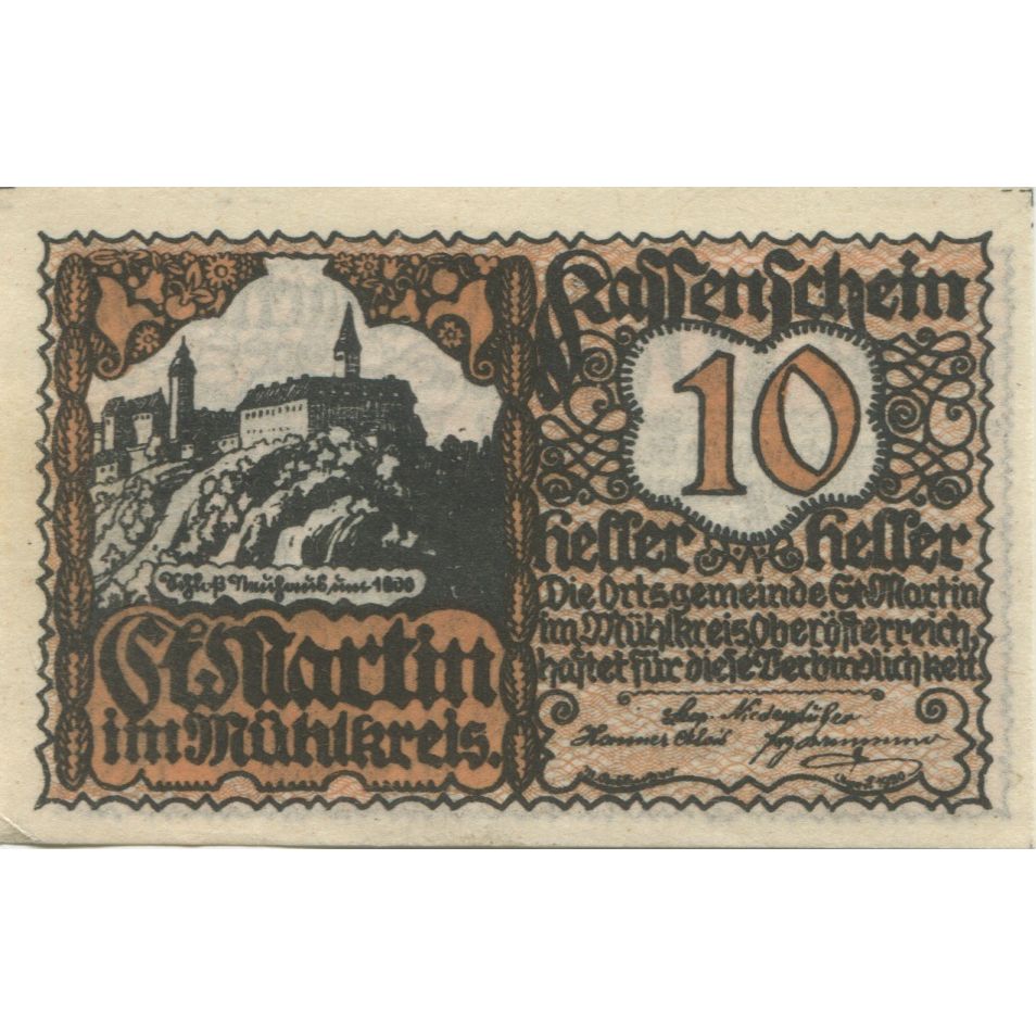 Billete, Austria, St Martin, 10 Heller, Blason 1920-09-01, SC, Mehl:FS 912a
