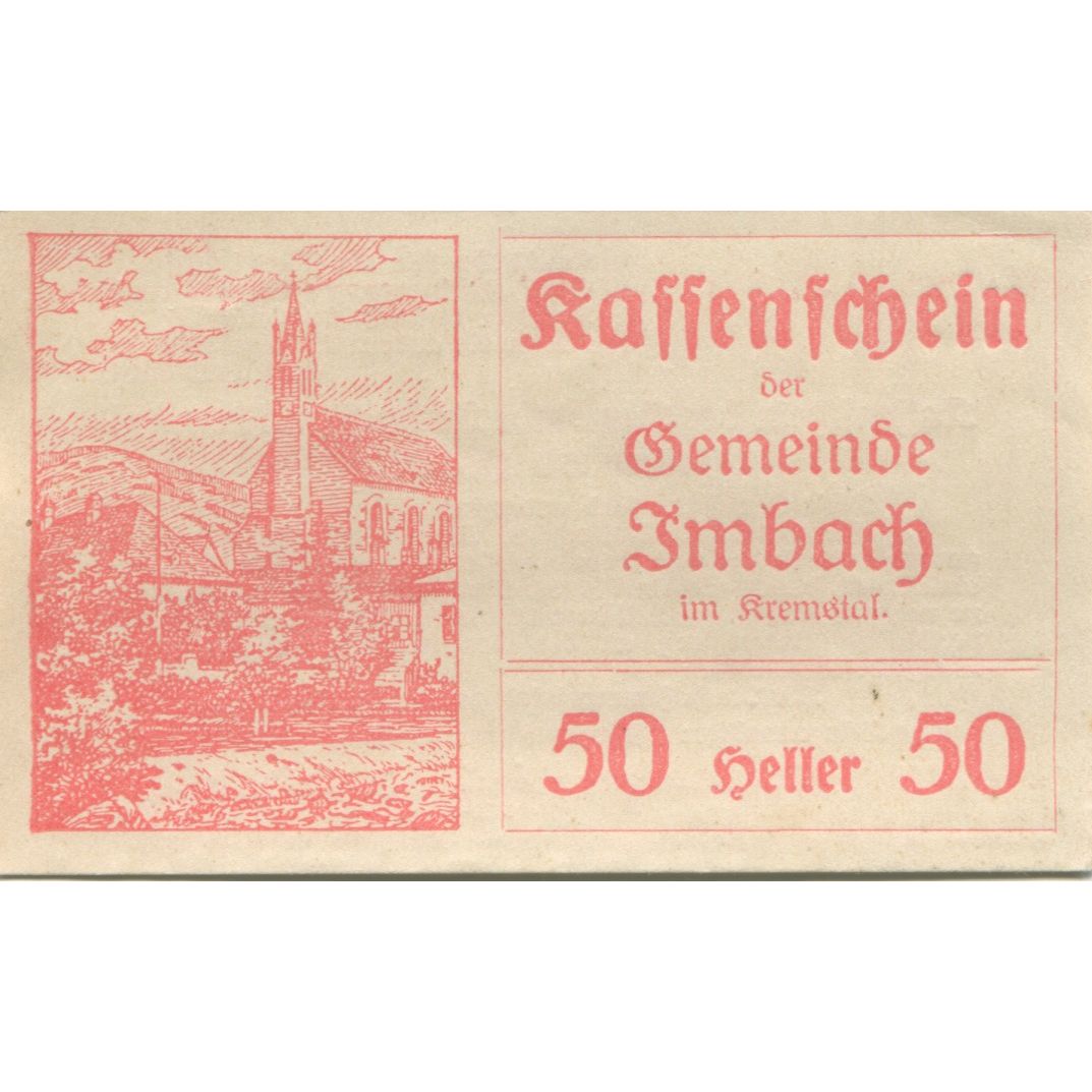 Banknote, Austria, 50 Heller, Eglise, 1920, 1920-11-30, UNC(63), Mehl:404IIby