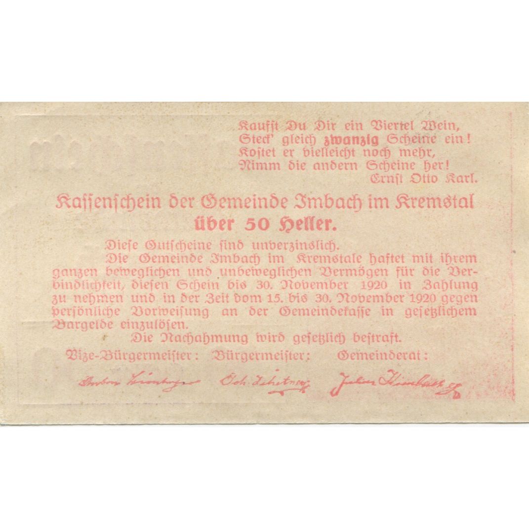 Banknote, Austria, 50 Heller, Eglise, 1920, 1920-11-30, UNC(63), Mehl:404IIby