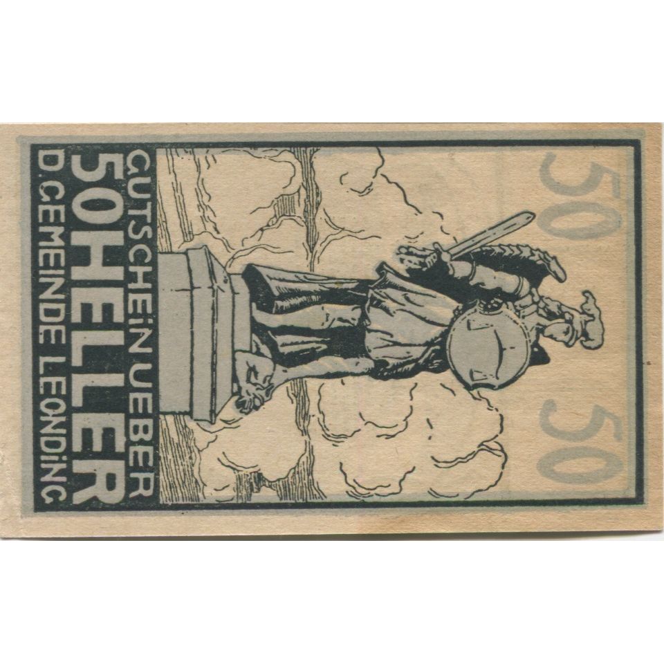 Billete, Austria, Leonding, 50 Heller, statue, 1920, SC, Mehl:FS 513a