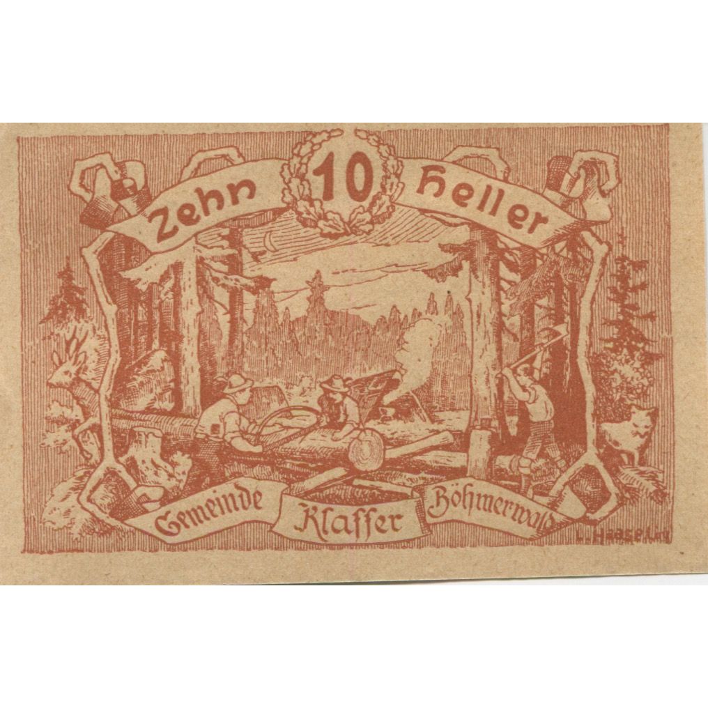 Billete, Austria, Klaffer, 10 Heller, Foret, 1921, 1921-03-31, SC, Mehl:FS 450a
