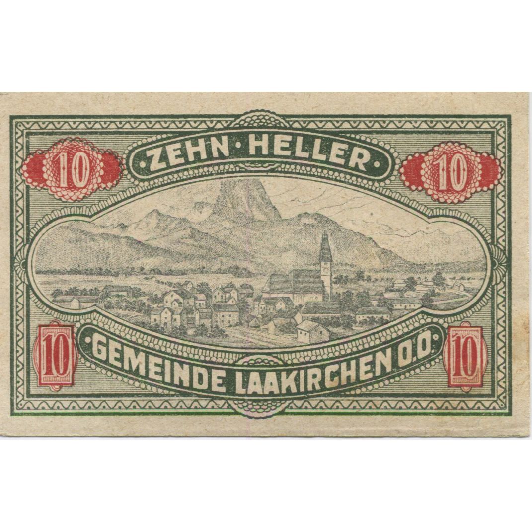 Billete, Austria, Laakirchen, 10 Heller, paysage 1920-10-31, SC Mehl:FS 494b