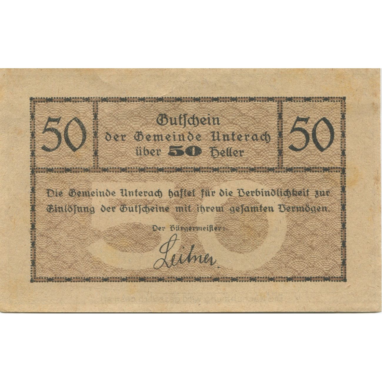 Billete, Austria, Attersee, 50 Heller, Forêt, 1920, EBC, Mehl:FS 988