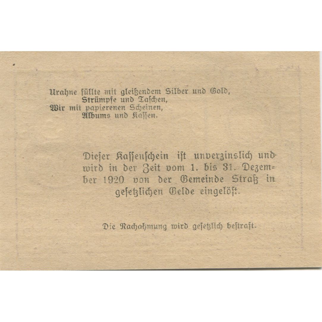 Billete, Austria, Strass, 10 Heller, pont, 1920, SC, Mehl:FS 1047a