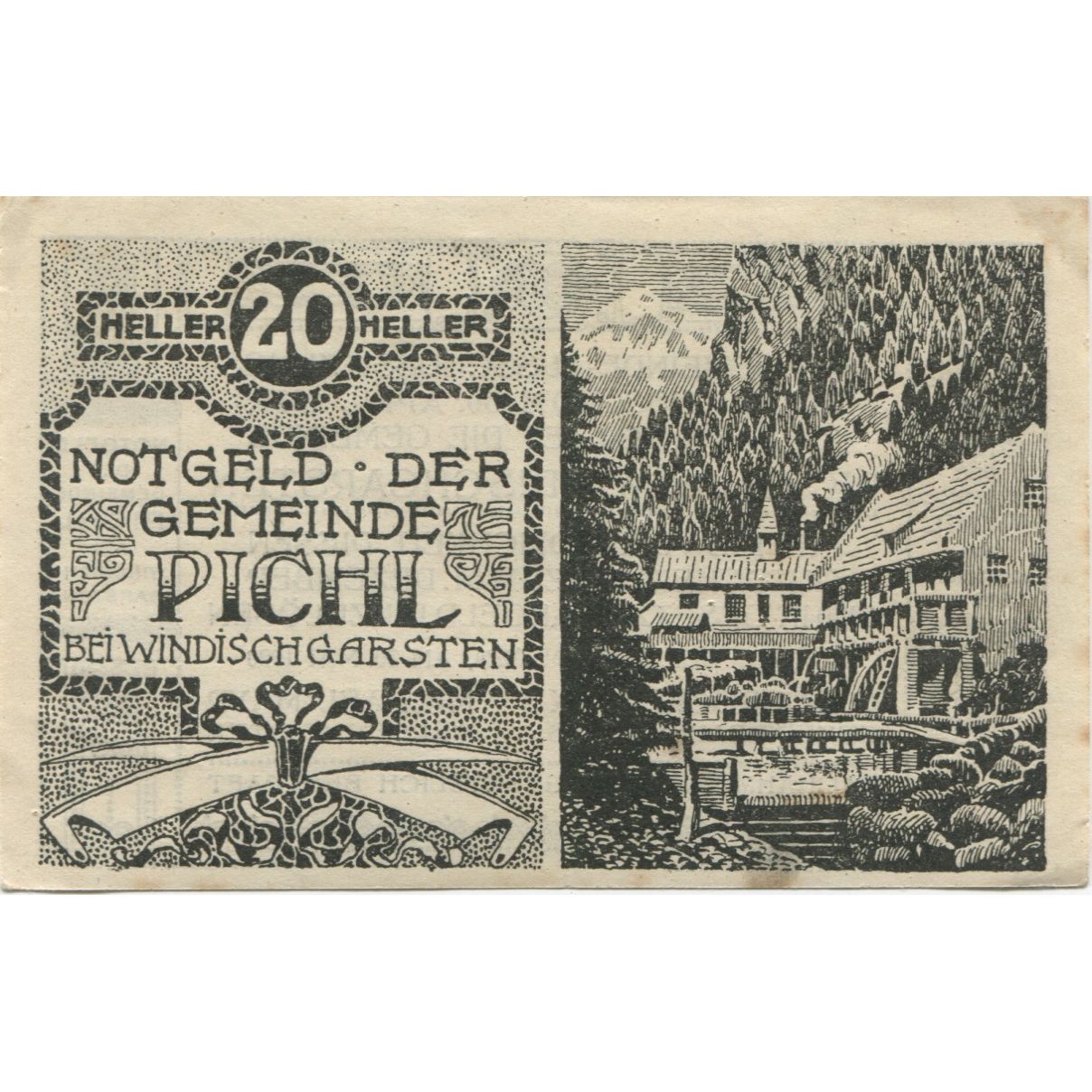 Billete, Austria, Pichl, 20 Heller, chalet, 1920, 1920-12-31, EBC, Mehl:FS 748Ig