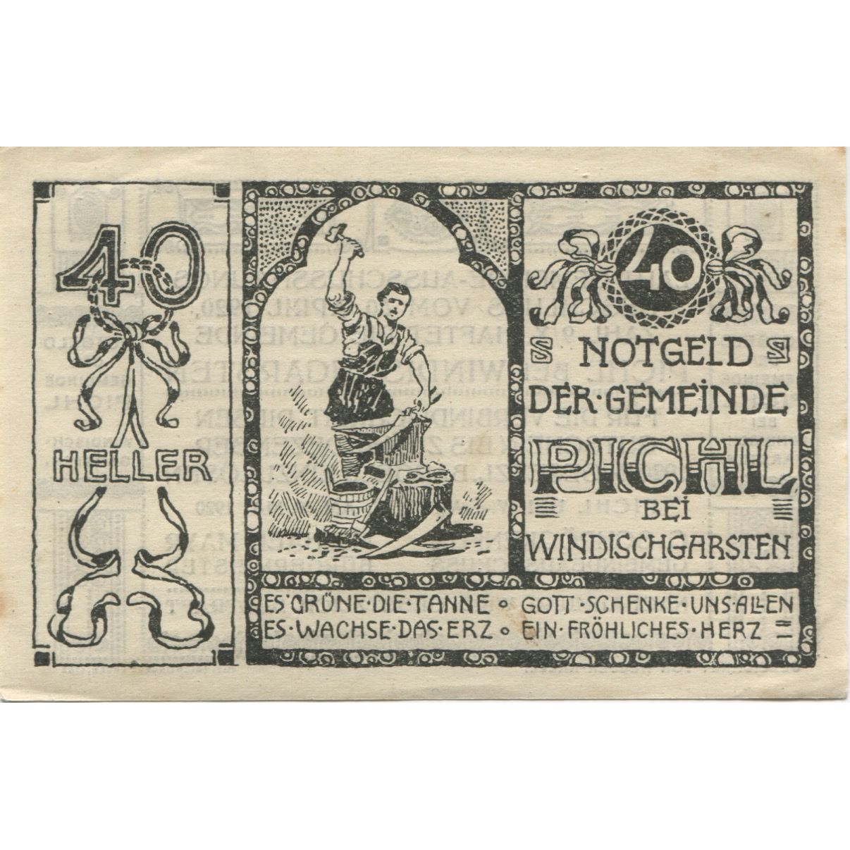 Billete, Austria, Pichl, 40 Heller, personnage 1920-12-31, EBC+, Mehl: FS 748Ig