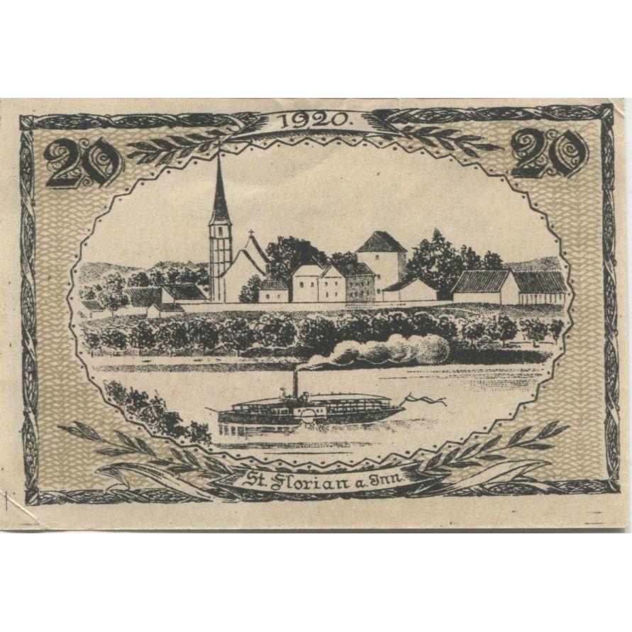 Billete, Austria, St Florian, 20 Heller, chevalier, 1920 SC Mehl:FS 881a
