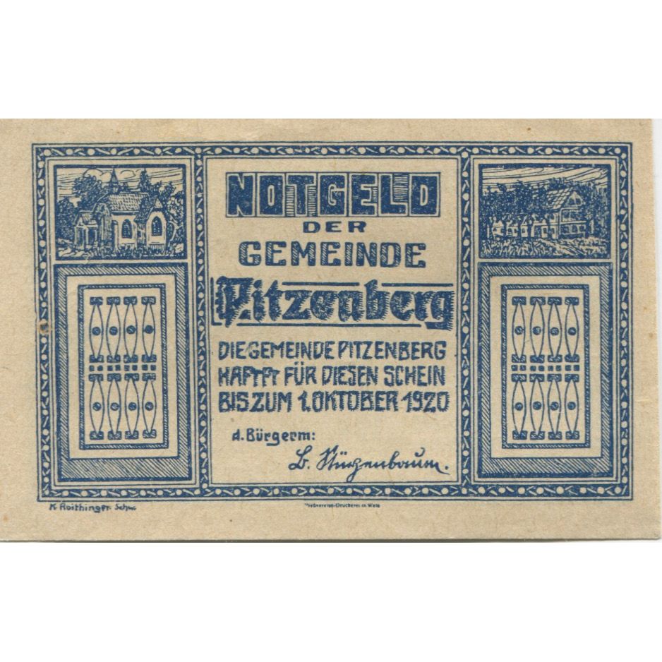 Billete, Austria, Pitzenberg, 20 Heller, cheval 1920-10-01, SC Mehl:FS 753