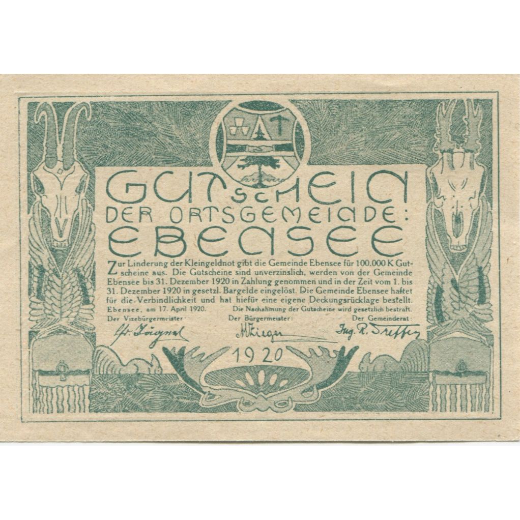 Billete, Austria, Ebensee, 10 Heller, lac, 1920, 1920-12-31, SC, Mehl:FS 143