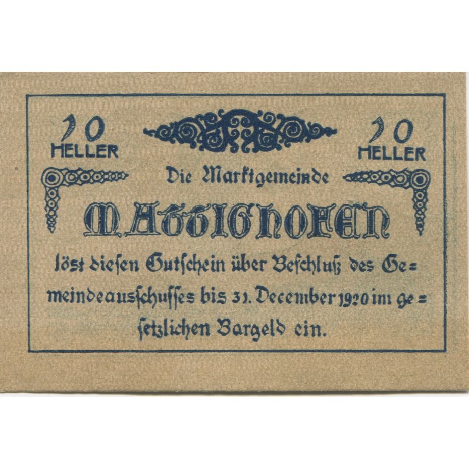 Billete, Austria, Mattighofen, 20 Heller, village 1920-12-31, SC Mehl:FS 594a