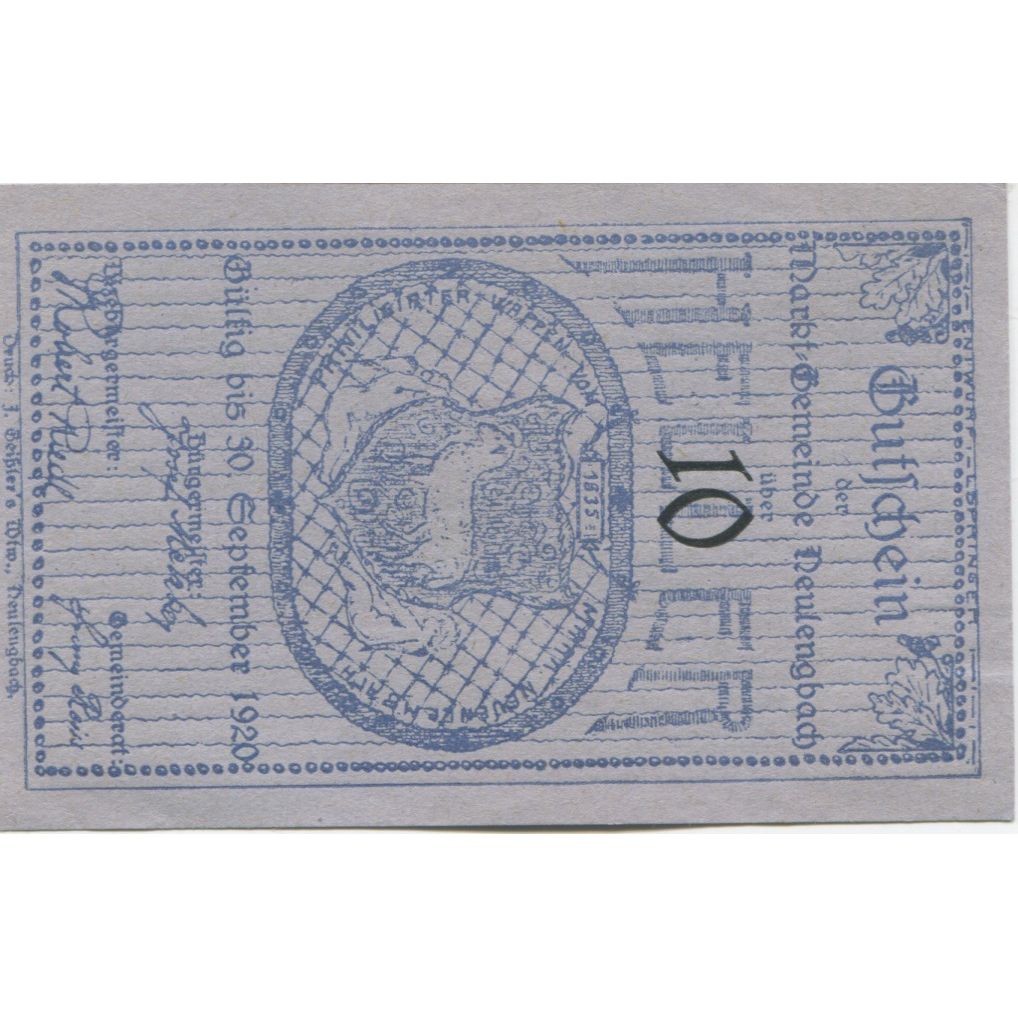 Billete, Austria, Neulengbach, 10 Heller, Blason 1920-09-30, SC Mehl:FS 659a