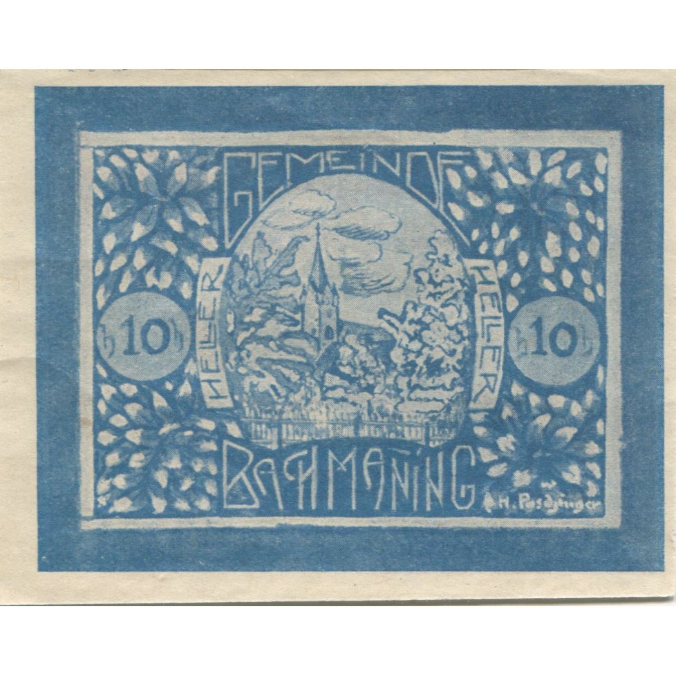 Billete, Austria, Bachmanning, 10 Heller, Eglise 1921-06-15, SC, Mehl:FS 72Ia