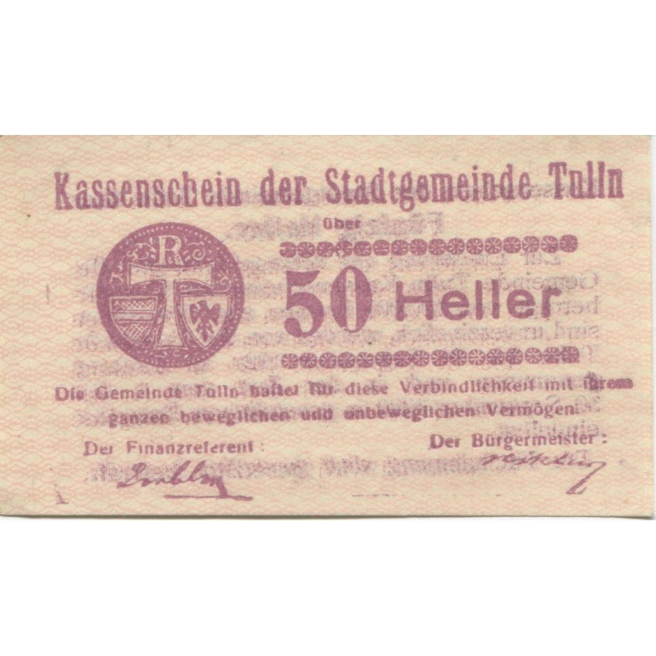 Billete, Austria, Tulln, 50 Heller, valeur faciale 1920-09-30, SC Mehl:FS 1083I