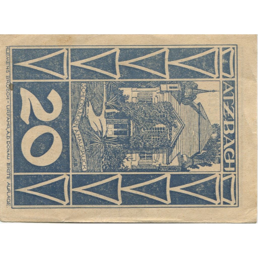 Billete, Austria, Atzbach, 20 Heller, Maison, 1920, SC, Mehl:FS 62c