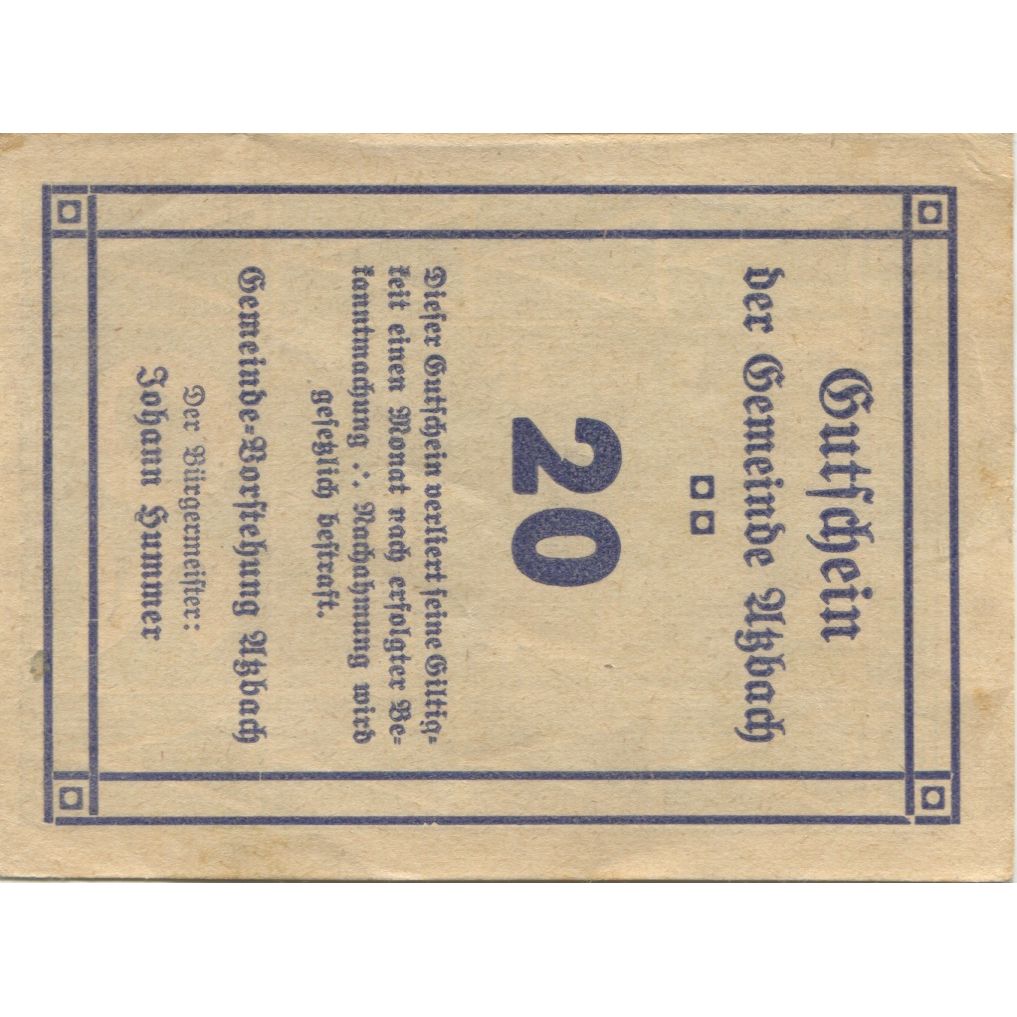 Billete, Austria, Atzbach, 20 Heller, Maison, 1920, SC, Mehl:FS 62c