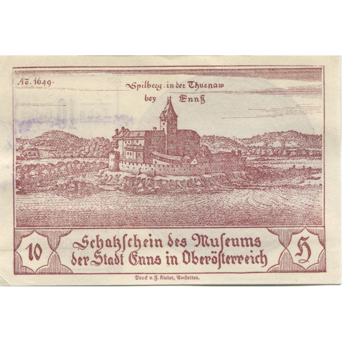 Billete, Austria, Enns, 10 Heller, château, 1920, SC, Mehl:FS 176a