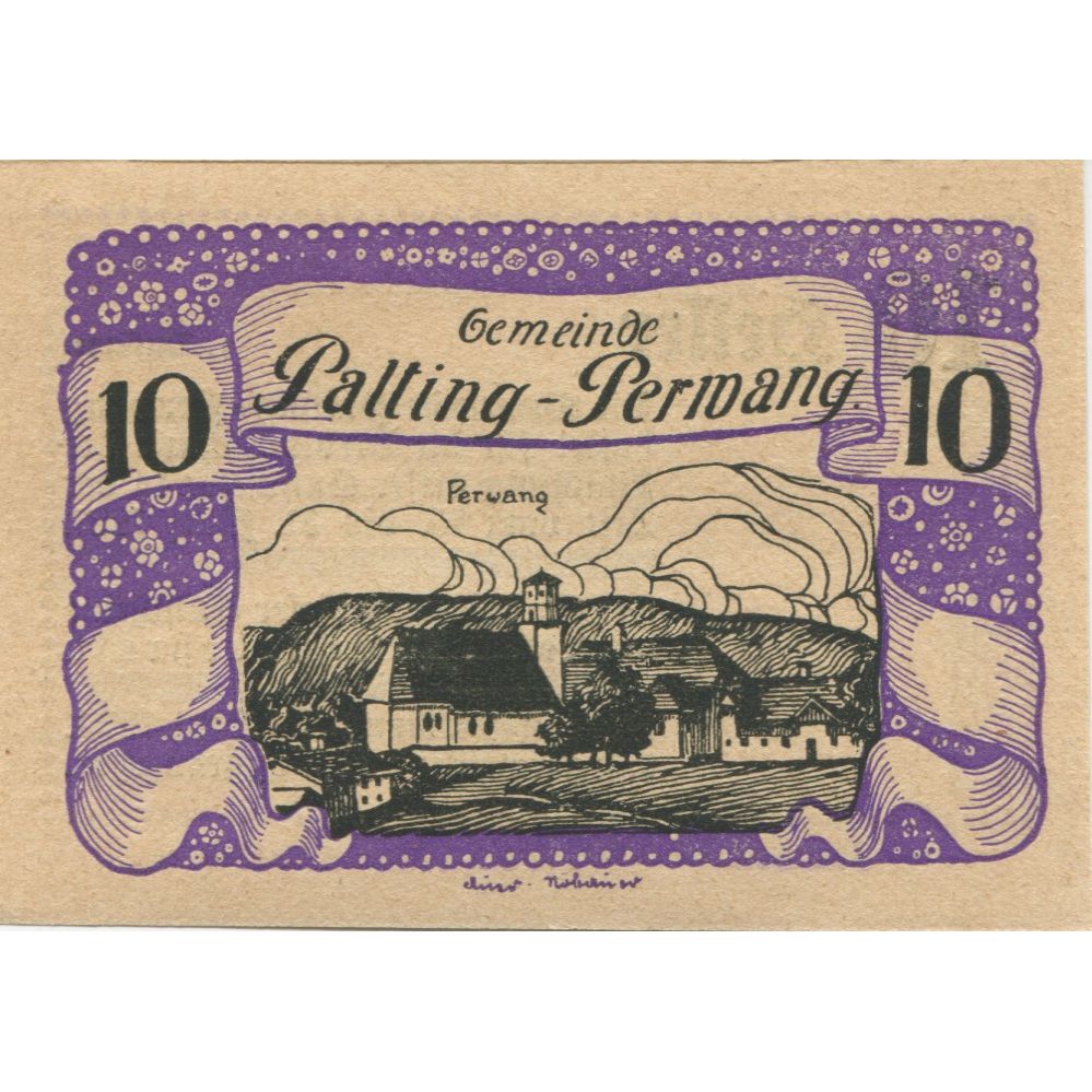 Billete, Austria, Palting-Perwang, 10 Heller, Eglise, 1921, SC Mehl:FS 720a3