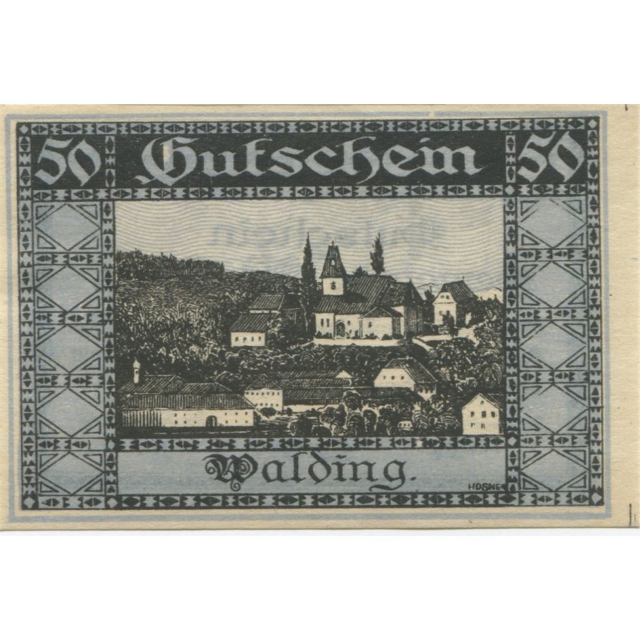 Billete, Austria, Walding, 50 Heller, village 1920-12-31, SC Mehl:FS 1132c