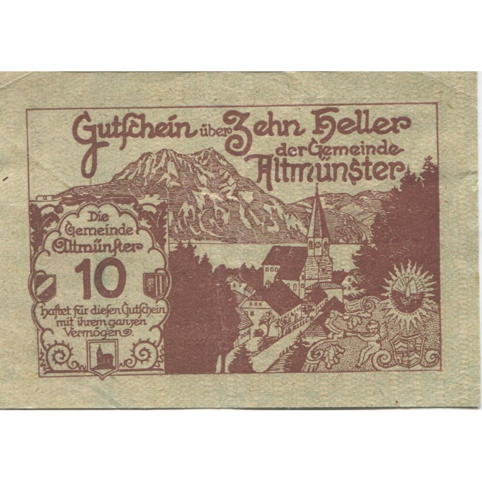 Billete, Austria, Altmünster, 10 Heller, Eglise 1920-05-20, SC, Mehl:FS 34a